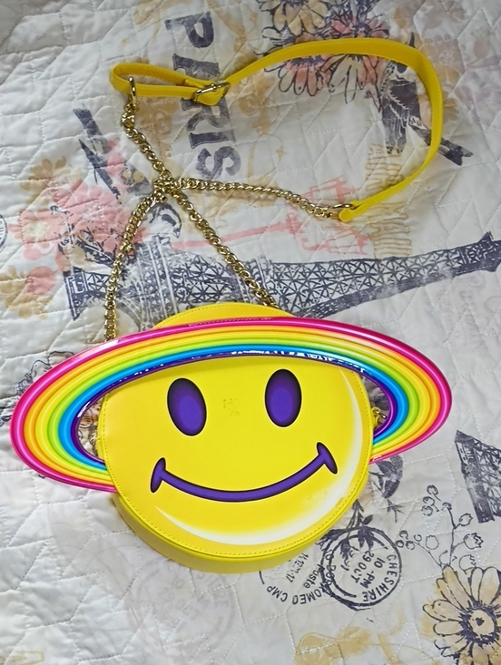 Loungefly Handbags - Lisa Frank Loungfly Yellow Smiley Face Crossbody Bag